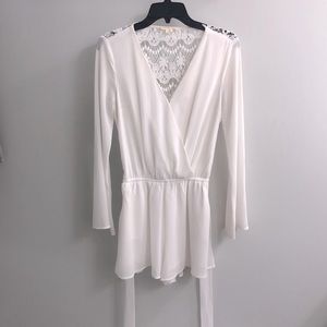 White Lace Back Romper